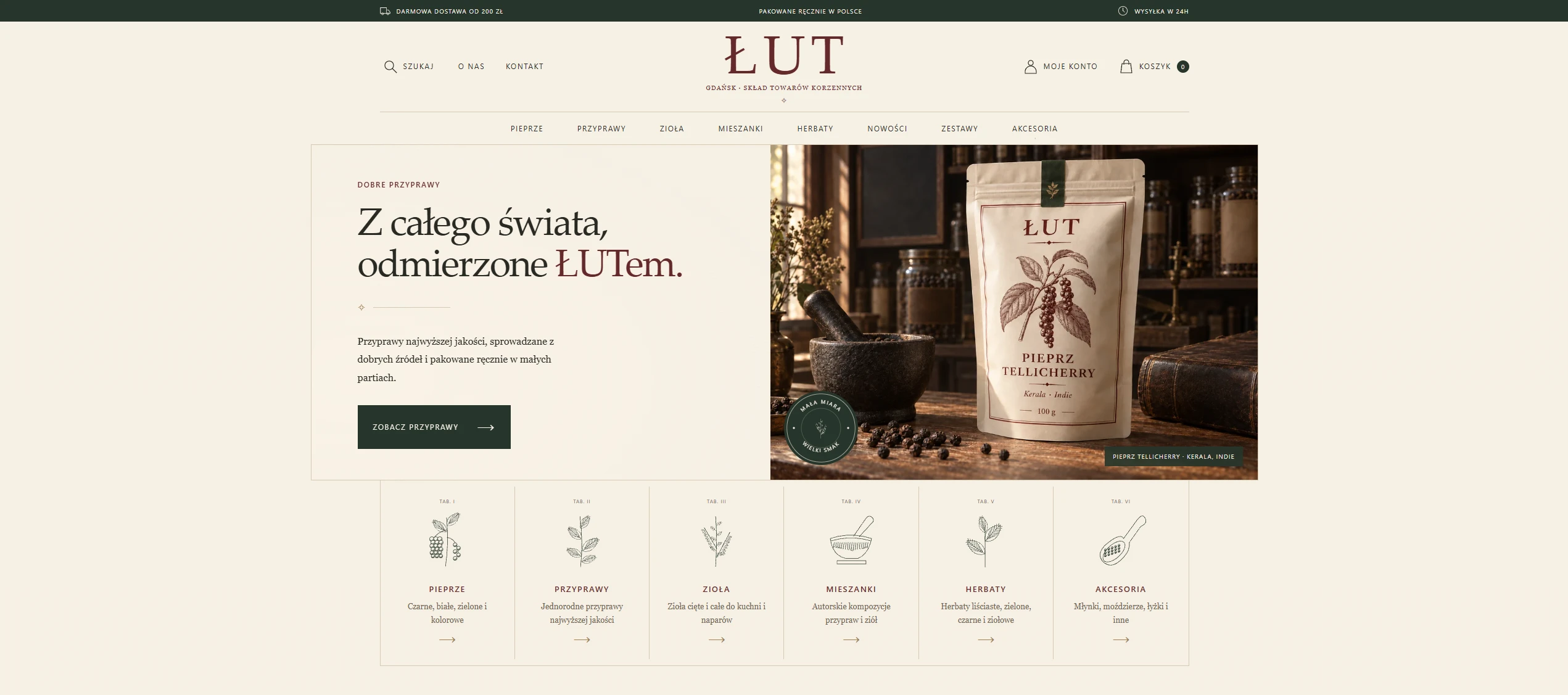 The ŁUT online shop, showcasing a carefully selected range of spices