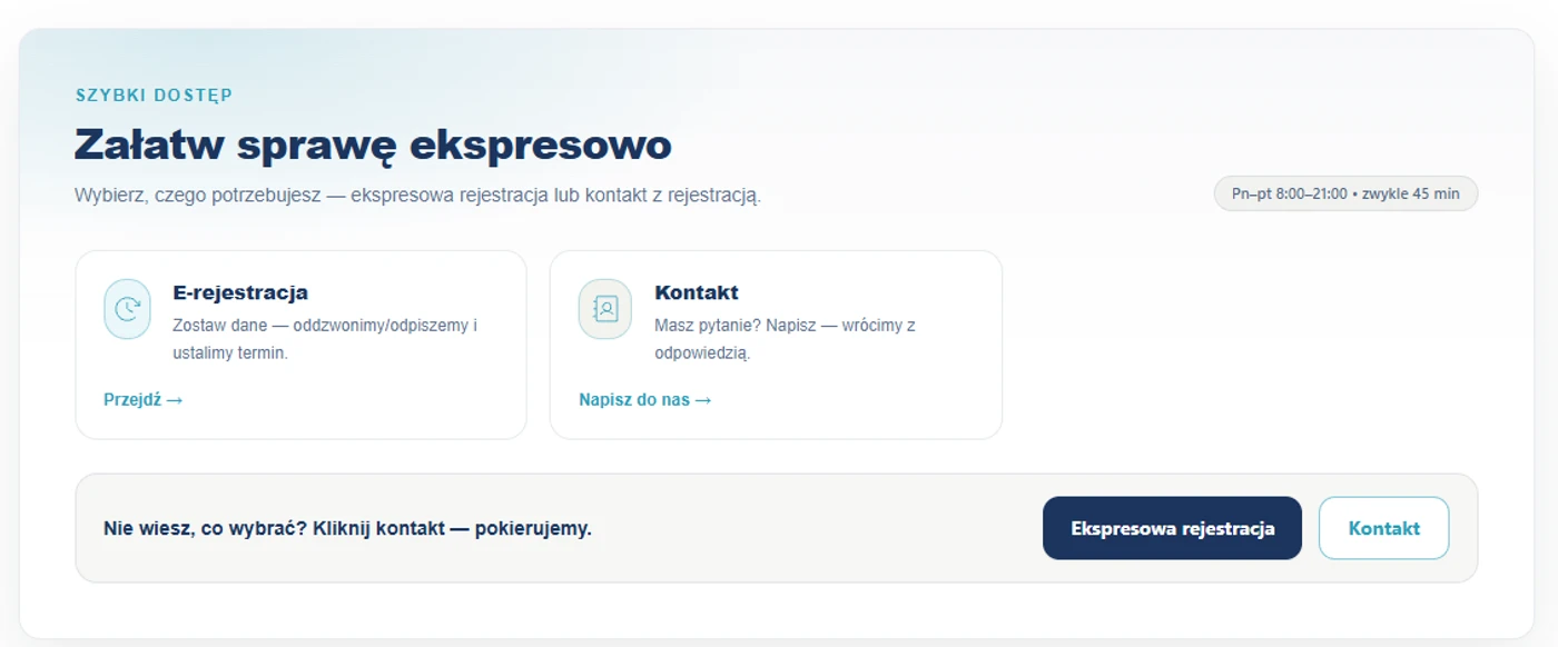 Szybki dostęp do rejestracji i cztery kroki do umówienia wizyty